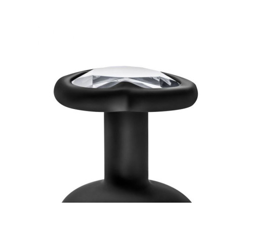 Черная анальная втулка с прозрачным кристаллом Bling Plug Medium - 8,2 см.