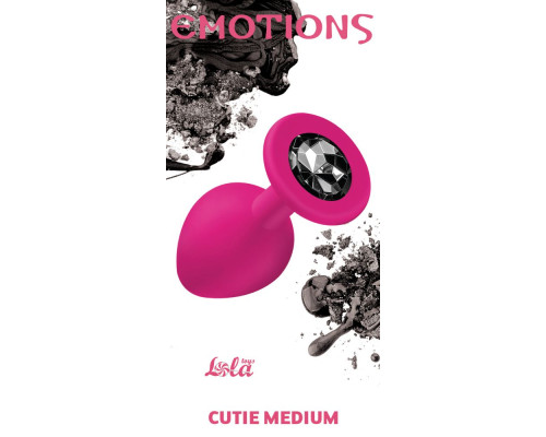 Заказать Средняя розовая анальная пробка Emotions Cutie Medium с чёрным кристаллом - 8,5 см.