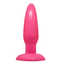 Розовая анальная пробка с подошвой-присоской - 13,5 см.