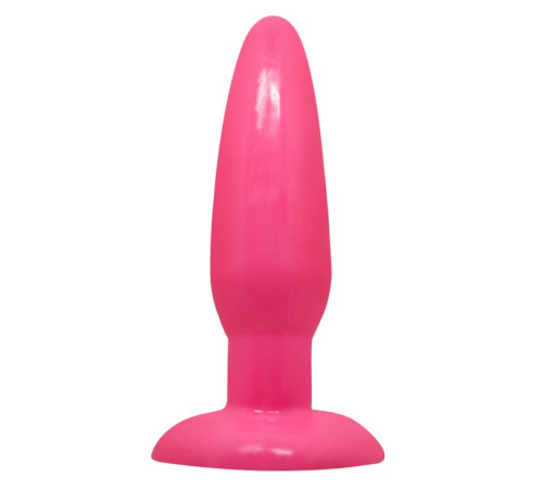 Розовая анальная пробка с подошвой-присоской - 13,5 см.