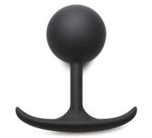 Черная анальная пробка с утяжелением Comfort Plugs Premium Silicone 4.7’’ Weighted Round Plug - 12 см.