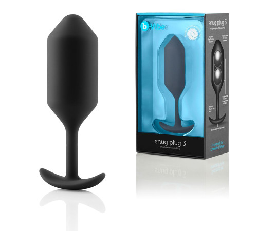 Чёрная пробка для ношения B-vibe Snug Plug 3 - 12,7 см. Чёрная пробка для ношения B-vibe Snug Plug 3 - 12,7 см.