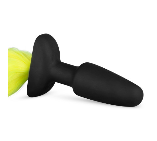 Черная анальная пробка с желтым хвостом Butt Plug With Tail