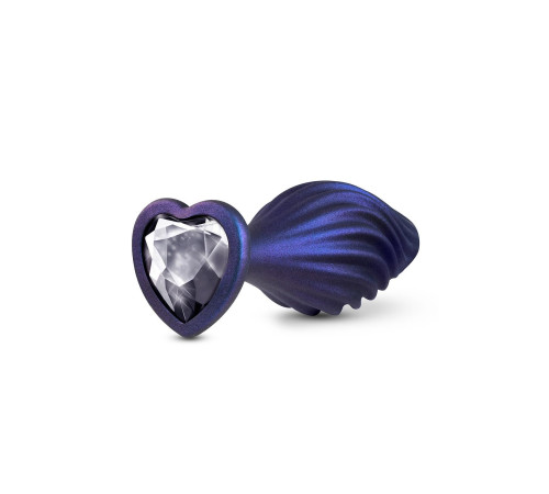 Фиолетовая анальная пробка с кристаллом-сердцем Matrix Swirling Bling Plug - 11,4 см.