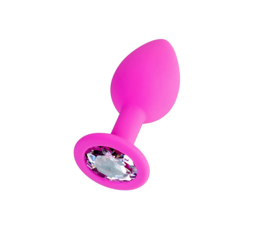 Розовая анальная втулка Brilliant с прозрачным кристаллом - 7 см.