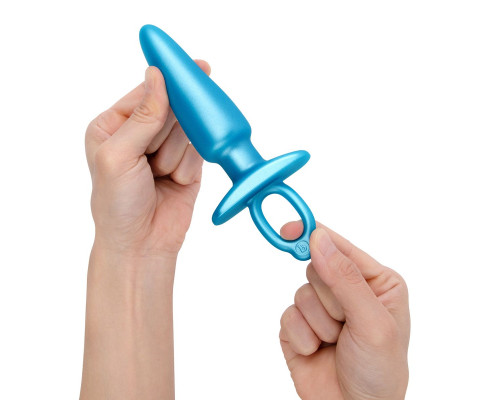 Заказать Голубая анальная пробка с кольцом Sleek Tapered Silicone Plug - 15 см.