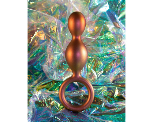Заказать Коричневый анальный стимулятор Duo Loop Copper Anal Plug - 13,3 см.
