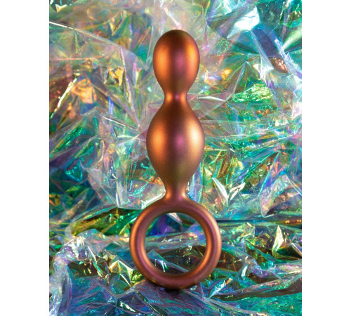 Коричневый анальный стимулятор Duo Loop Copper Anal Plug - 13,3 см.