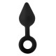 Заказать Черная анальная пробка с ручкой-кольцом XL Single Drop Plug - 14 см.