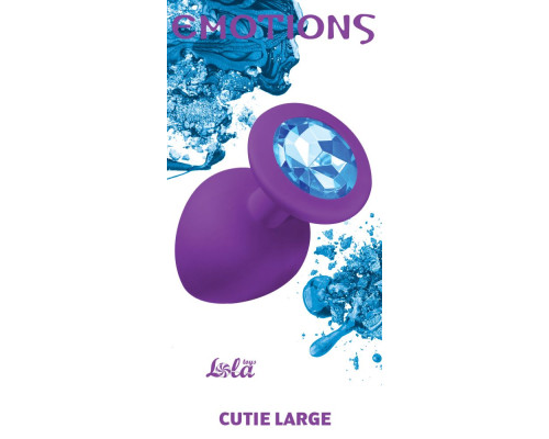 Заказать Большая фиолетовая анальная пробка Emotions Cutie Large с голубым кристаллом - 10 см.