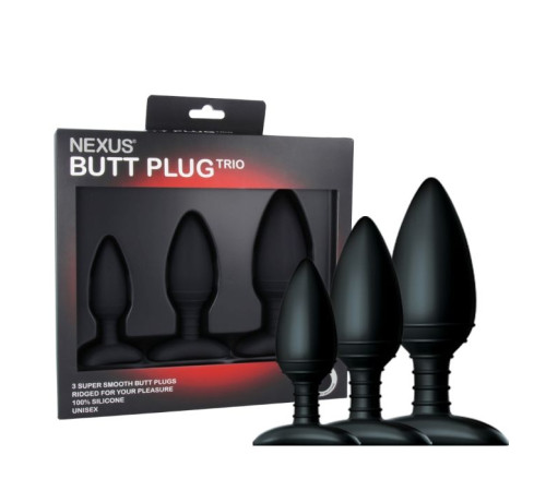 Набор из 3 черных анальных втулок NEXUS BUTT PLUG TRIO SET