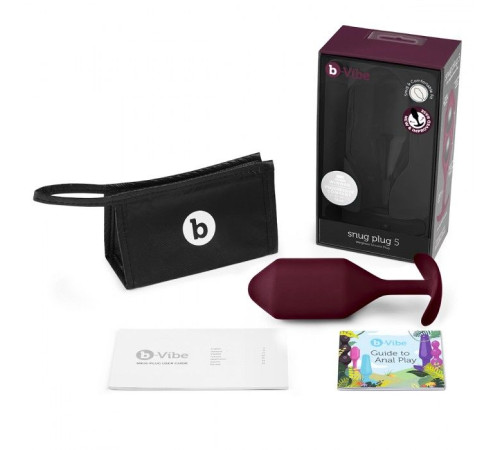 Бордовая пробка для ношения B-vibe Snug Plug 5 - 14 см.