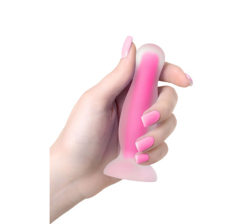 Розовая, светящаяся в темноте анальная втулка Cain Glow - 10 см.