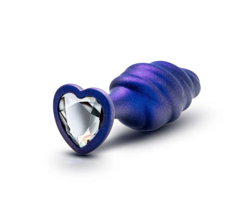 Заказать Фиолетовая анальная пробка с кристаллом-сердцем Matrix Bumped Bling Plug - 11,4 см.