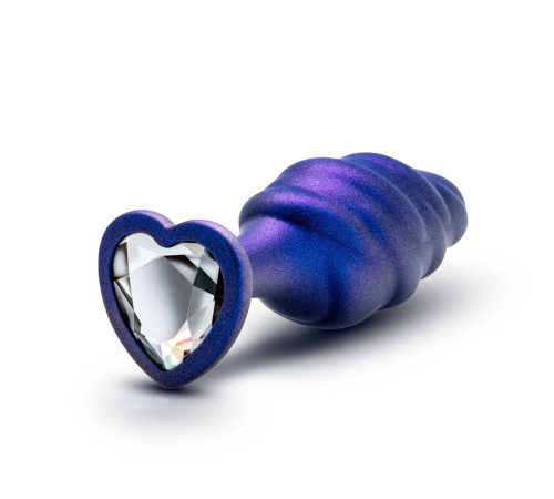 Фиолетовая анальная пробка с кристаллом-сердцем Matrix Bumped Bling Plug - 11,4 см.