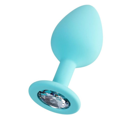 Мятная анальная втулка Brilliant с прозрачным кристаллом - 8 см.