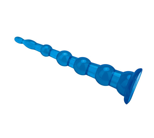 Голубая анальная елочка на присоскеAnal Beads With Suction Base - 21,6 см.