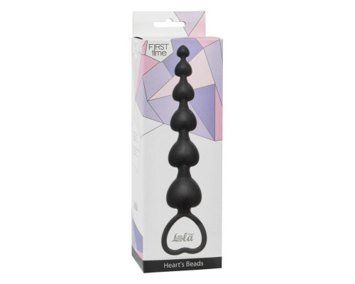 Заказать Чёрная анальная цепочка Heart s Beads Black - 18 см.