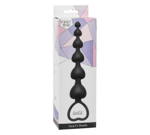Чёрная анальная цепочка Heart s Beads Black - 18 см.