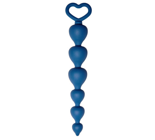 Синяя анальная цепочка Heart Ray - 17,5 см.