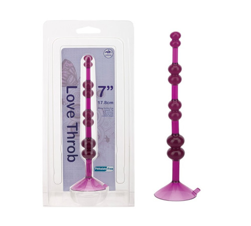 Фиолетовая анальная цепочка на присоске LOVE THROB PURPLE - 17,8 см.