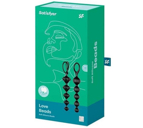 Набор из 2 чёрных анальных цепочек Satisfyer Love Beads