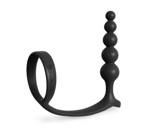 Черная анальная цепочка с эрекционным кольцом Ass-gasm Cockring Anal Beads Черная анальная цепочка с эрекционным кольцом Ass-gasm Cockring Anal Beads