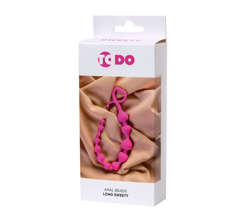 Розовая силиконовая анальная цепочка Long Sweety - 34 см.