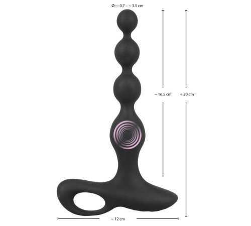 Черная анальная цепочка с вибрацией Rechargeable Anal Beads - 20 см.