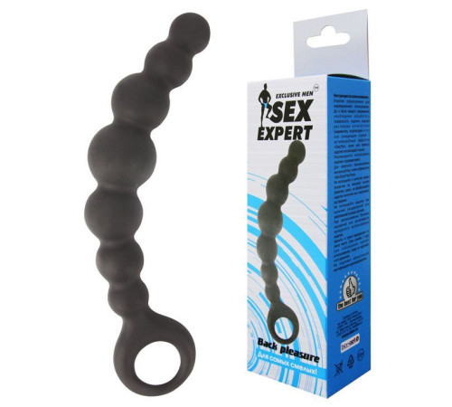 Чёрная анальная цепочка Sex Expert - 15 см.
