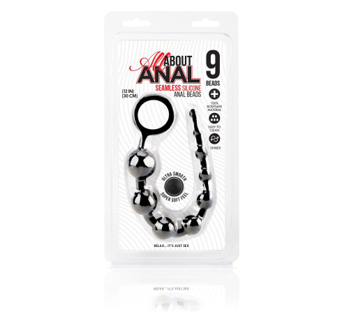 Черные силиконовые анальные бусы Silicone Anal Beads - 30 см.