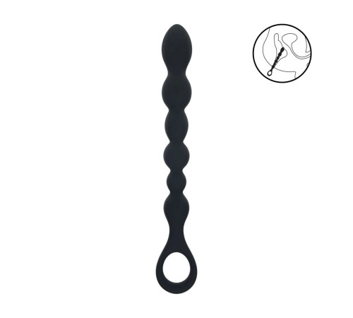 Черная силиконовая цепочка Beaded Snake Silicone Anal Probe with Loop - 26 см.
