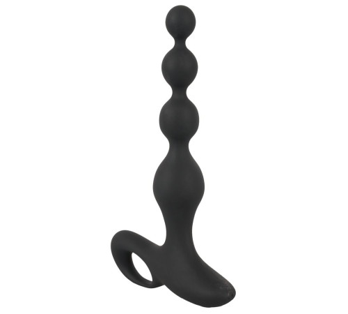 Черная анальная цепочка с вибрацией Rechargeable Anal Beads - 20 см.