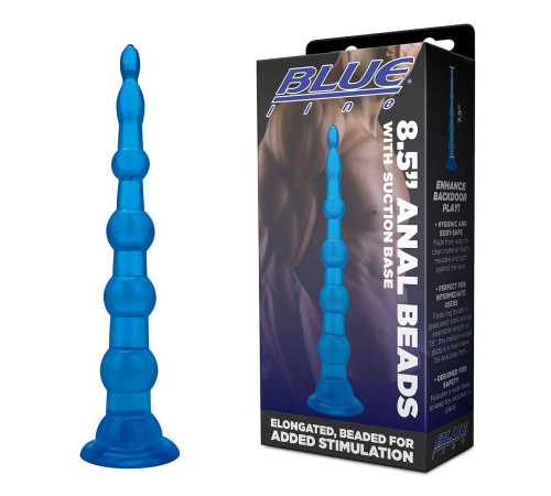 Голубая анальная елочка на присоскеAnal Beads With Suction Base - 21,6 см.