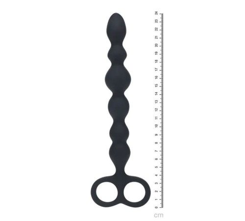 Черная анальная цепочка Beaded Silicone Anal Probe with Double Loop - 24 см.