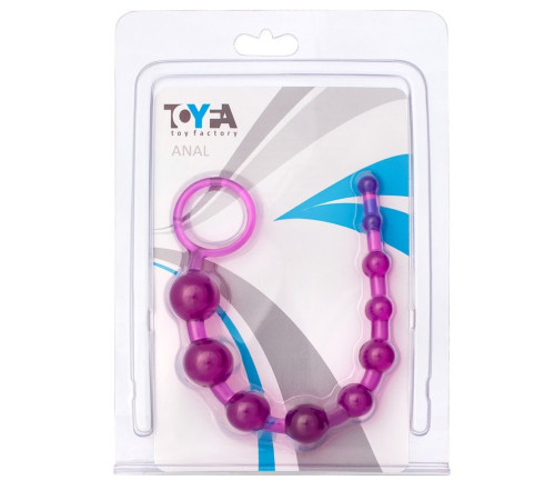 Фиолетовая анальная цепочка с кольцом - 30 см.