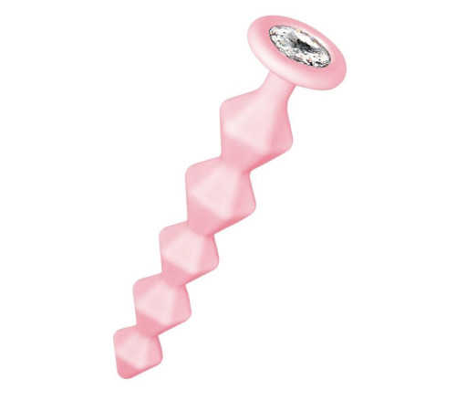 Розовая анальная цепочка с кристаллом Chummy - 16 см.