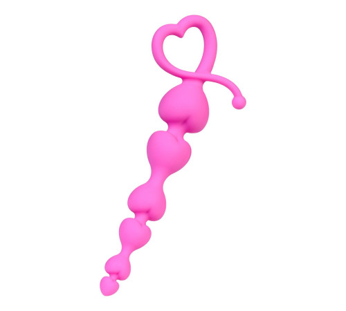 Розовая силиконовая анальная цепочка Sweety - 18,5 см.