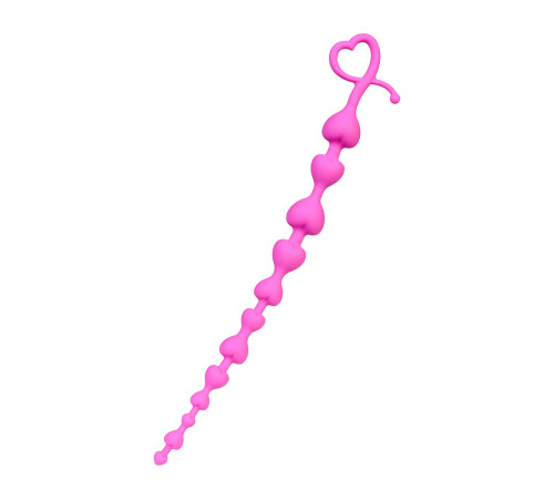 Розовая силиконовая анальная цепочка Long Sweety - 34 см.