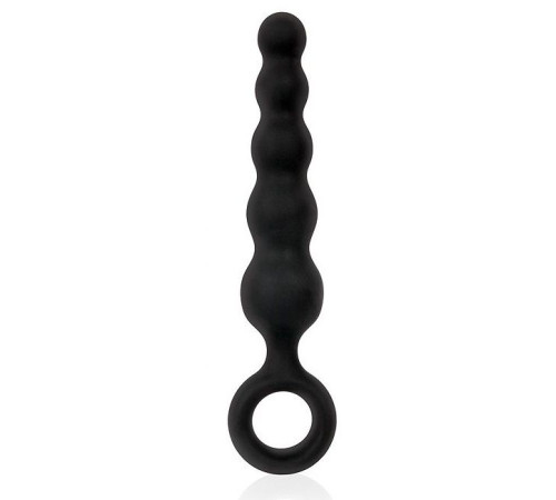 Черный анальный стимулятор-елочка с ограничительным колечком