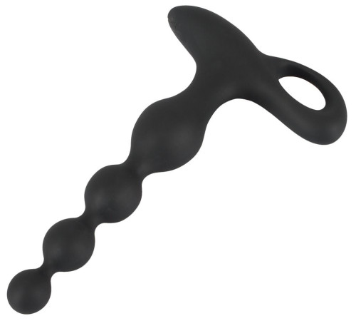 Черная анальная цепочка с вибрацией Rechargeable Anal Beads - 20 см.