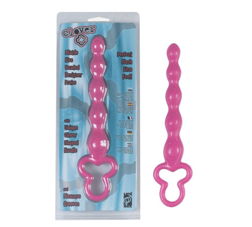 Розовая анальная цепочка Clover Anal Rod - 18 см.