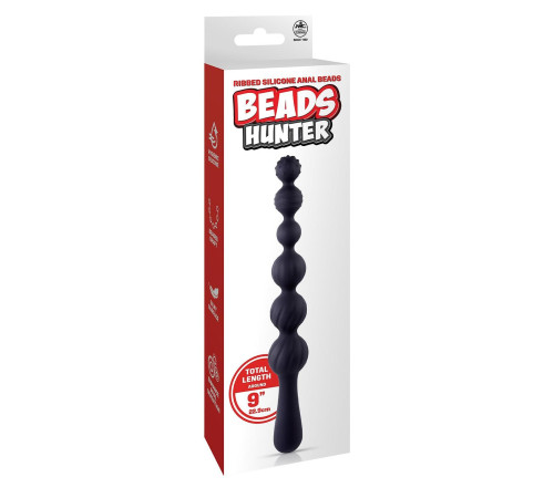 Черная анальная цепочка Beads Hunter - 22,9 см.