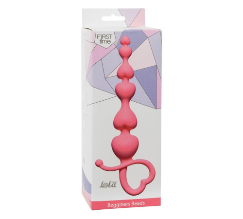 Розовая анальная цепочка Begginers Beads - 18 см.