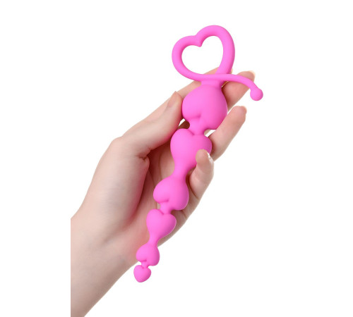 Розовая силиконовая анальная цепочка Sweety - 18,5 см.