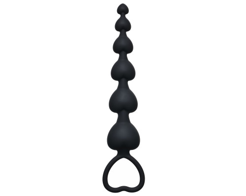 Заказать Чёрная анальная цепочка Heart s Beads Black - 18 см.