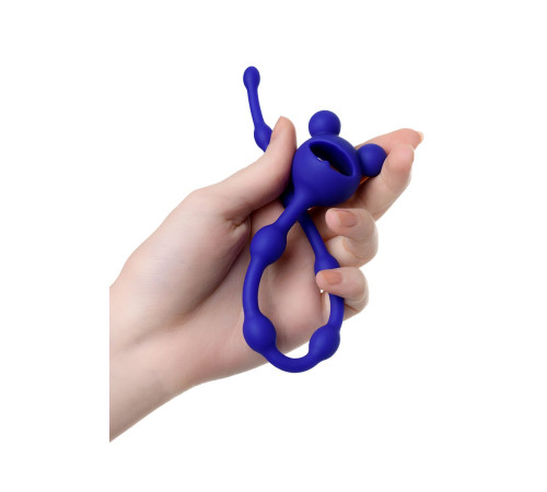 Синяя силиконовая анальная цепочка Froggy - 27,4 см.