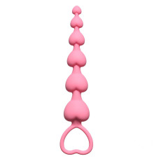 Розовая анальная цепочка Heart s Beads Pink - 18 см.