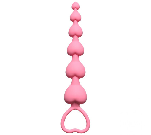 Розовая анальная цепочка Heart s Beads Pink - 18 см.