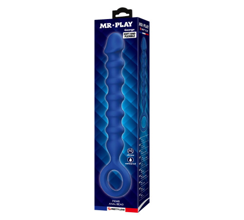 Синяя анальная цепочка - 28,5 см.